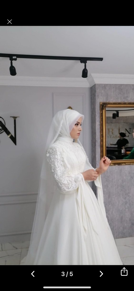 Klasik Straplez Beyaz Uzun Gelinlik - Görsel 2