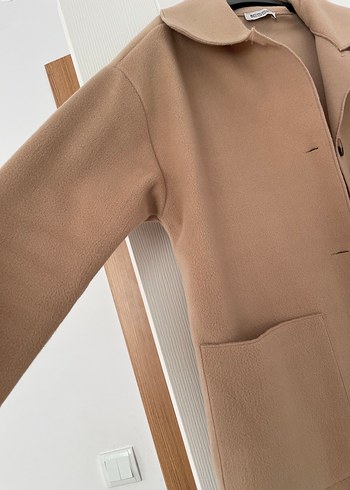 Bej Kadın Süet Uzun Düğmeli Kaban - Görsel 2