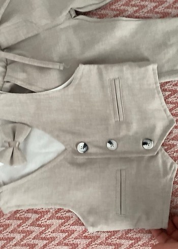 Bej Vintage Erkek Çocuk Yelek Takımı - Görsel 3