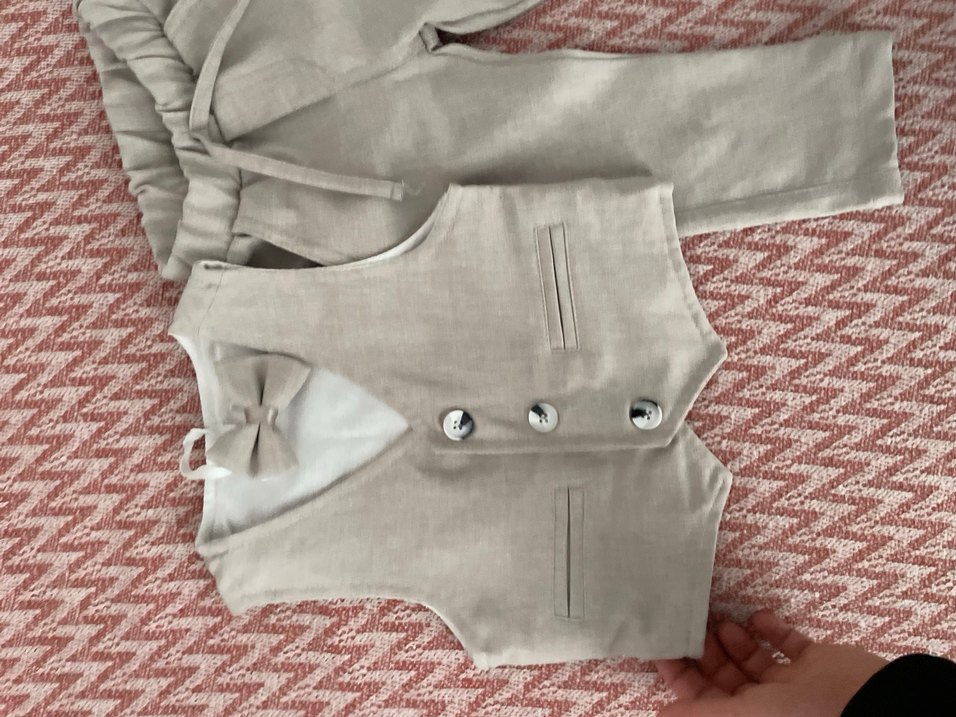 Bej Vintage Erkek Çocuk Yelek Takımı - Görsel 3