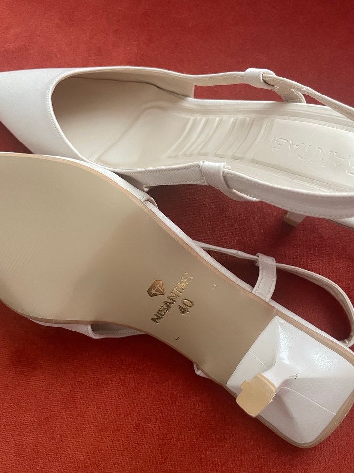 Beyaz Stiletto Topuklu Kadın Abiye Ayakkabı - Görsel 4