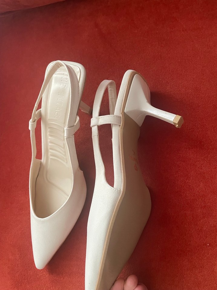 Beyaz Stiletto Topuklu Kadın Abiye Ayakkabı - Görsel 3