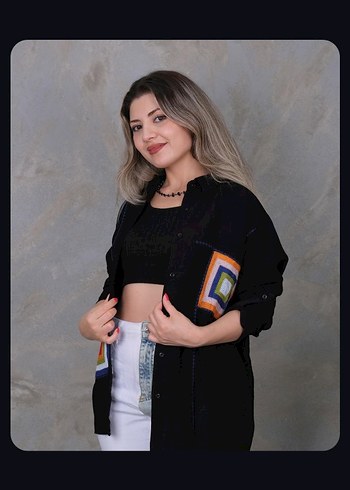 Diğer Kadın Beyaz Pamuklu Uzun Kollu Mini Gömlek