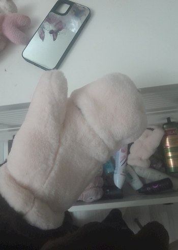 Beyaz Kürklü Kadın Eldiveni - Görsel 3