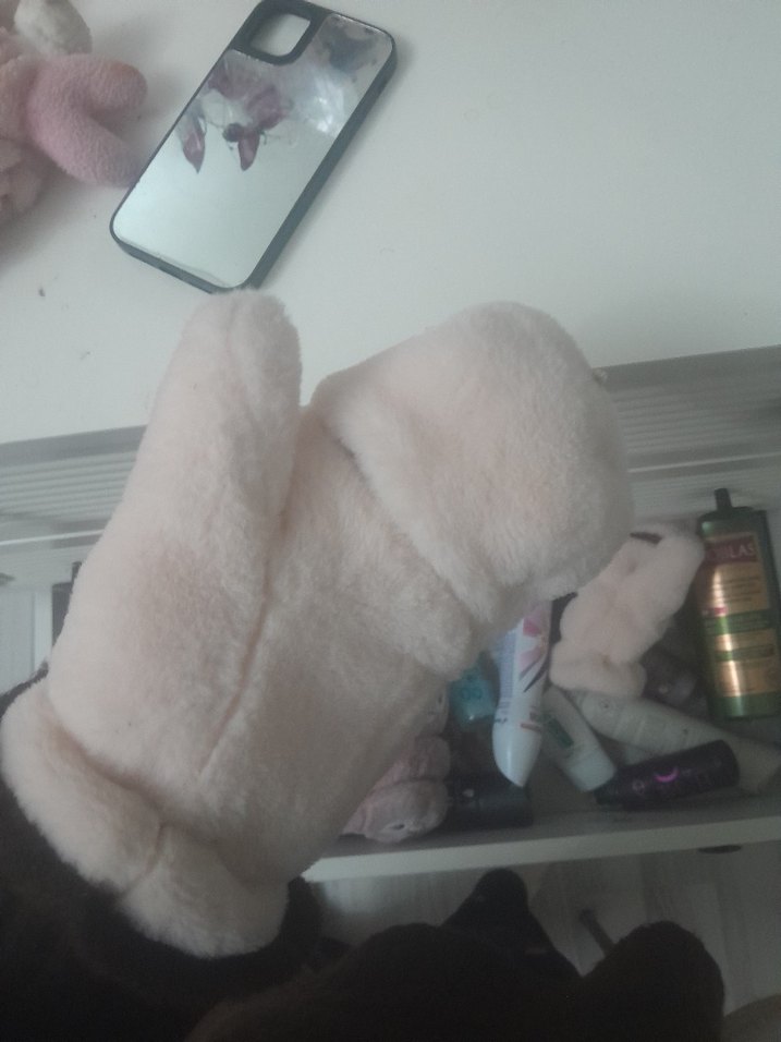 Beyaz Kürklü Kadın Eldiveni - Görsel 3