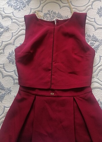 s Beden bordo Renk Elbise