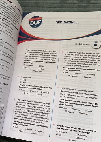  DUF AYT Türk Dili ve Edebiyatı Test Kitabı