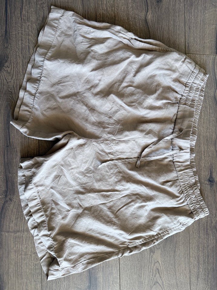 Bej Keten Hamile Şortu Midi Boy - Görsel 2