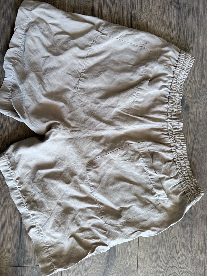 Bej Keten Hamile Şortu Midi Boy - Görsel 4