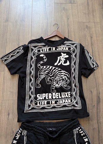Bershka Siyah Baskılı Erkek Mini Pijama Takımı