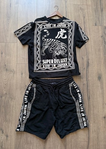 Siyah Baskılı Erkek Mini Pijama Takımı