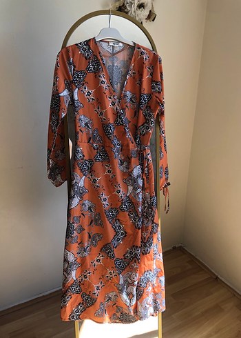 Diğer Turuncu Bohem Uzun Kol V Yaka Kimono