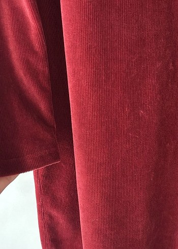 Bordo Kadın Kadife Uzun Kollu Elbise - Görsel 3