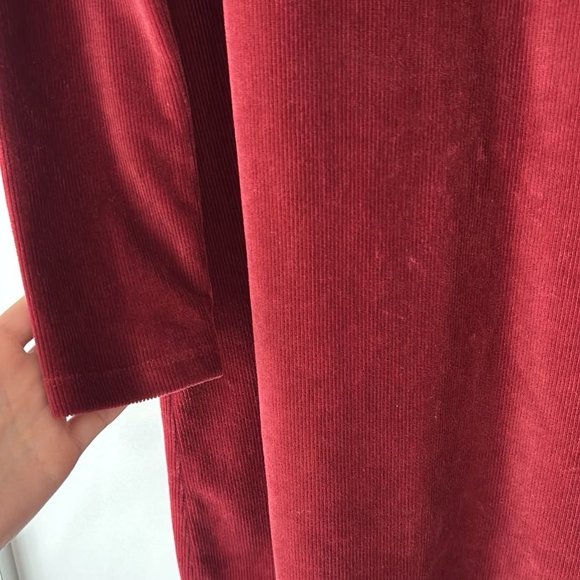 Bordo Kadın Kadife Uzun Kollu Elbise - Görsel 3