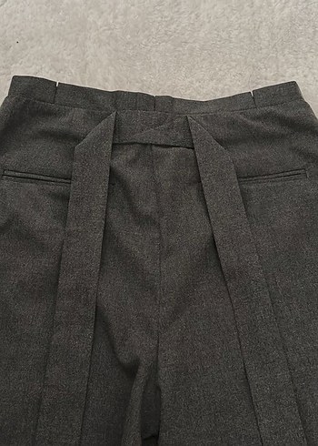 Gri Kemerli Kadın Kumaş Pantolon - Görsel 4