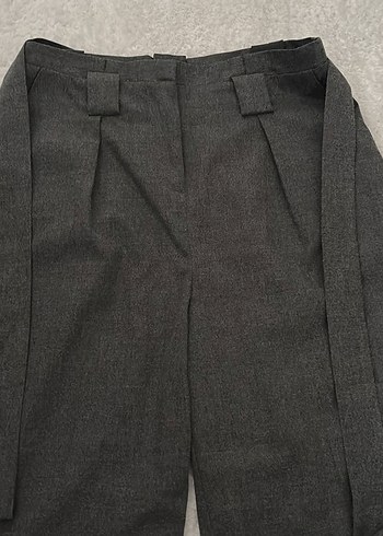 Gri Kemerli Kadın Kumaş Pantolon - Görsel 2