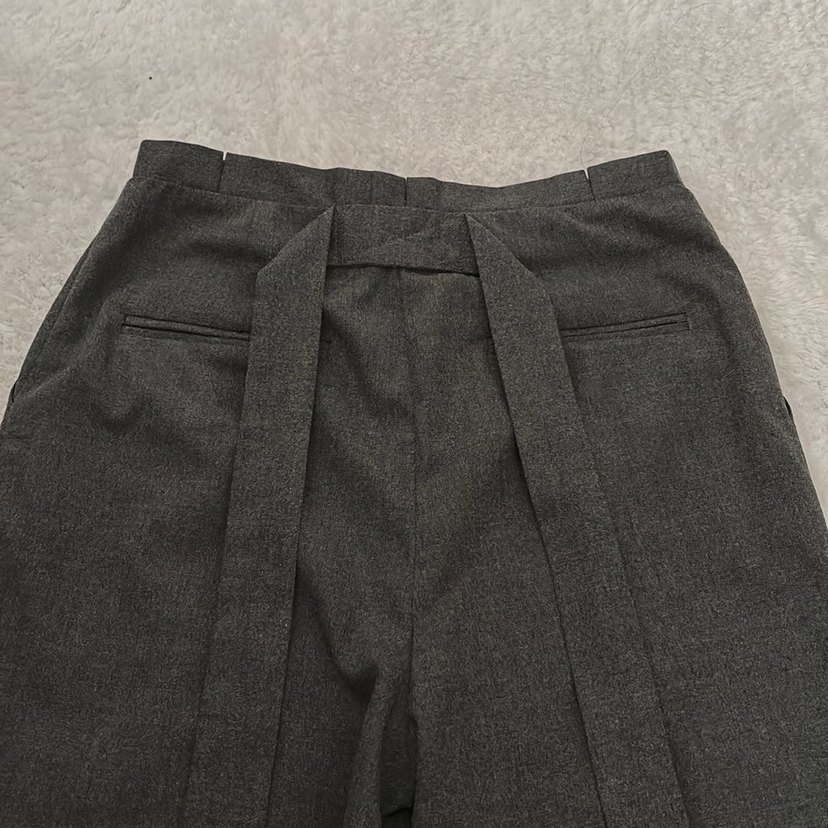 Gri Kemerli Kadın Kumaş Pantolon - Görsel 4