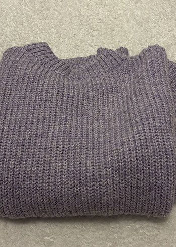 Lila Kadın Triko Kazak, Yuvarlak Yaka, Rahat Kesim - Görsel 5