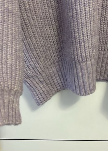 Lila Kadın Triko Kazak, Yuvarlak Yaka, Rahat Kesim - Görsel 2