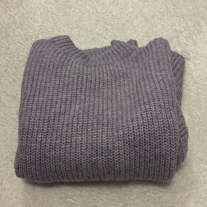 Lila Kadın Triko Kazak, Yuvarlak Yaka, Rahat Kesim - Görsel 5