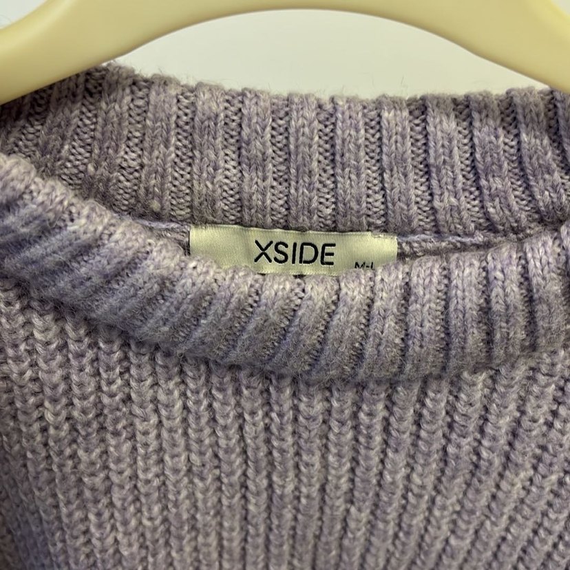 Lila Kadın Triko Kazak, Yuvarlak Yaka, Rahat Kesim - Görsel 3