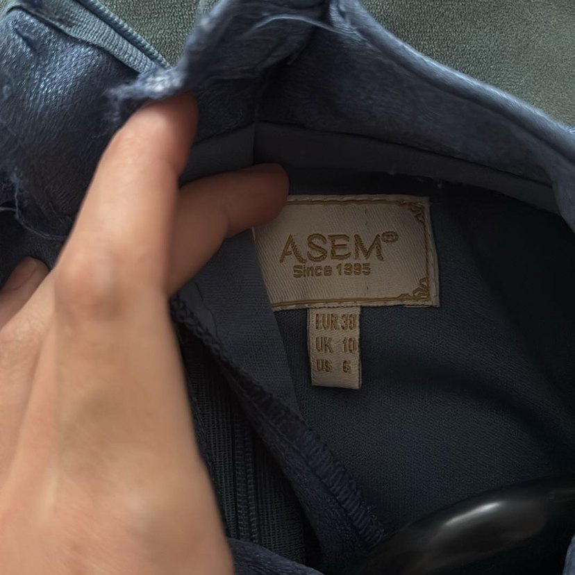 Nakışlı Uzun Kollu Mavi Drapeli Abiye Elbise - Görsel 5