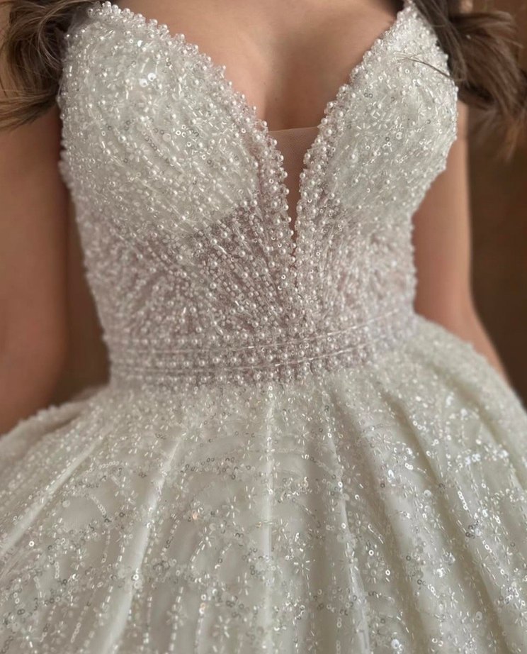 Full taş işlemeli prenses model gelinlik - Görsel 4