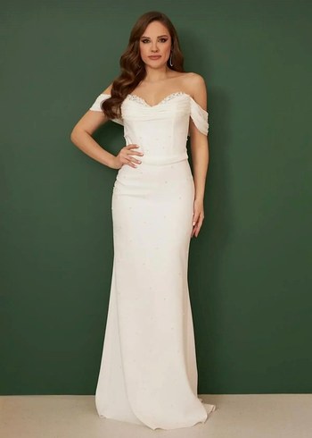 İnci detaylı Nişan Nikah Elbisesi - Görsel 5