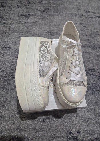 Dantel Detaylı Platform Kadın Spor Gelin Ayakkabısı - Görsel 4