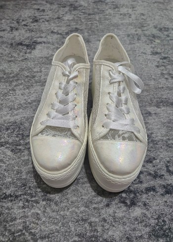 Dantel Detaylı Platform Kadın Spor Gelin Ayakkabısı - Görsel 2