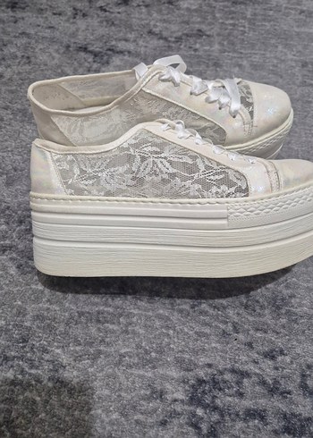 Dantel Detaylı Platform Kadın Spor Gelin Ayakkabısı - Görsel 3