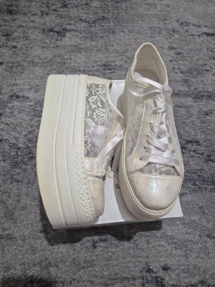 Dantel Detaylı Platform Kadın Spor Gelin Ayakkabısı - Görsel 4