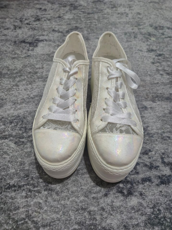 Dantel Detaylı Platform Kadın Spor Gelin Ayakkabısı - Görsel 2