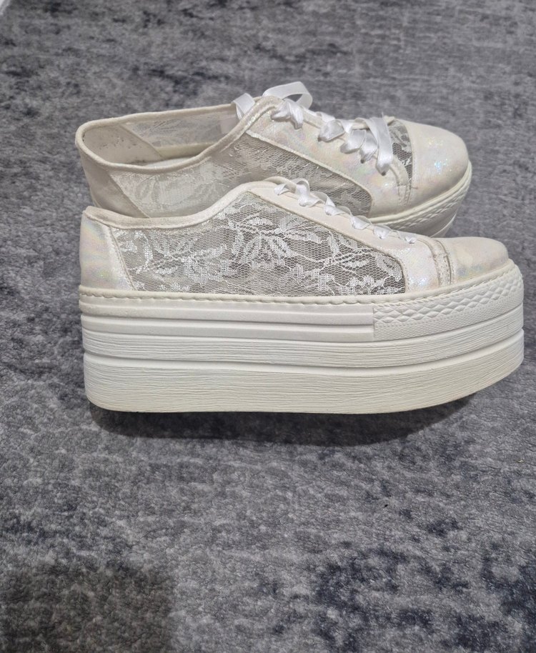 Dantel Detaylı Platform Kadın Spor Gelin Ayakkabısı - Görsel 3