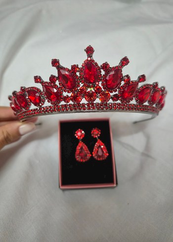 Kırmızı Kına Gelin Tacı Seti - Görsel 2
