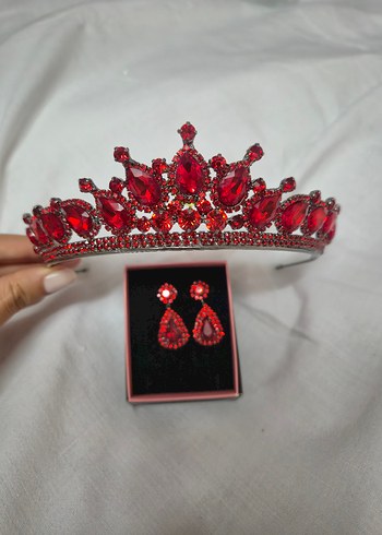 Kırmızı Kına Gelin Tacı Seti - Görsel 3
