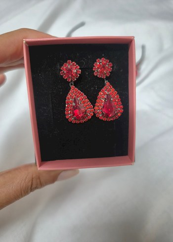 Kırmızı Taşlı Taç ve Küpe Seti - Görsel 4