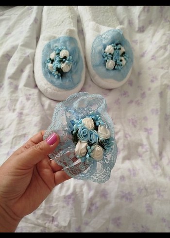 Mavi Dantel Nakışlı Bohem erkek Aksesuar Seti - Görsel 3