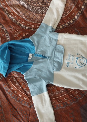 1,5 Yaş Beden Kapüşonlu Fermuarlı Bebek Erkek Takım