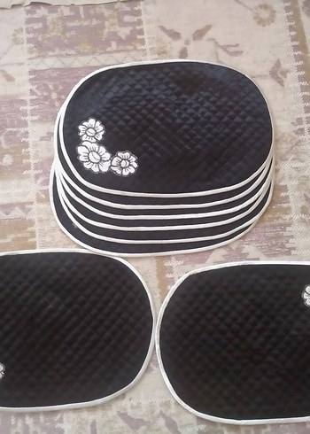 Nakışlı Siyah Masa Örtü ve Servis Takımı - Görsel 6