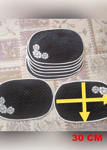 Nakışlı Siyah Masa Örtü ve Servis Takımı - Görsel 4