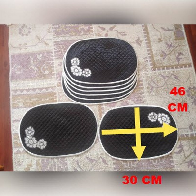 Nakışlı Siyah Masa Örtü ve Servis Takımı - Görsel 4