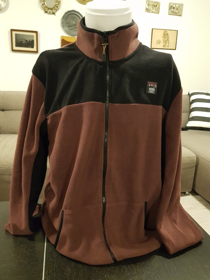 JACK JONES Erkek Kahverengi Fermuarlı Polar Sweatshirt - Görsel 2