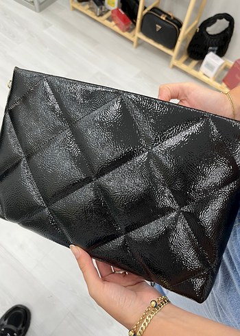 Beden Siyah Parlak Yılan Desenli Denim Kadın Çanta