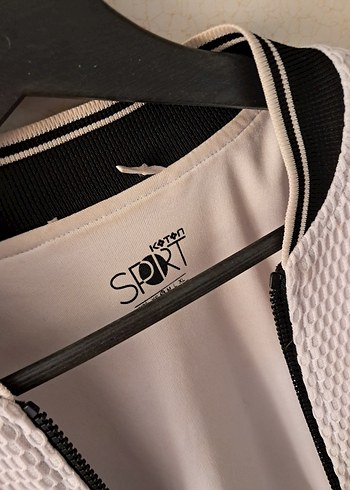 Koton Gri Beyaz Fermuarlı Kadın Spor Ceket