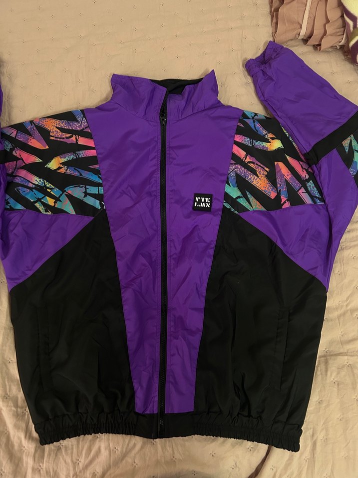 Unisex Mor Renkli Fermuarlı Rüzgarlık - Görsel 2