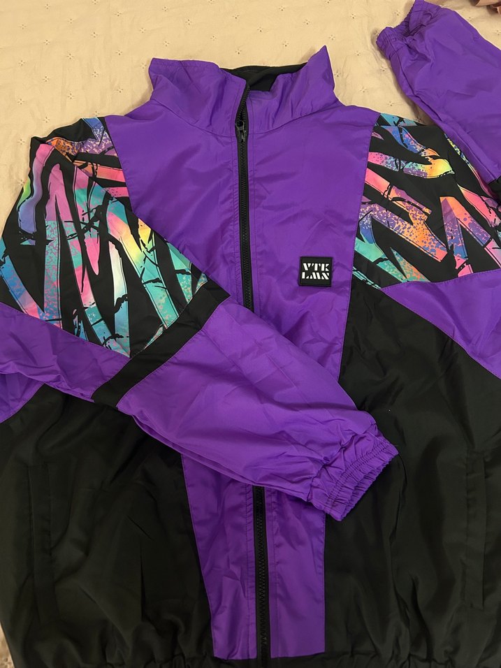 Unisex Mor Renkli Fermuarlı Rüzgarlık - Görsel 4