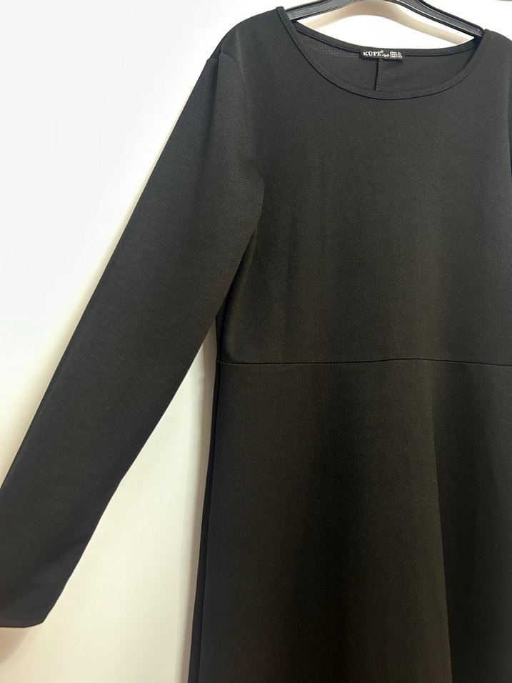 Siyah Uzun Kollu Basic Kadın Elbise - Görsel 2