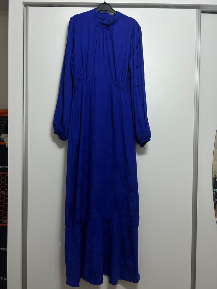 Kadın Lacivert Uzun Kollu Uzun Elbise - Görsel 2