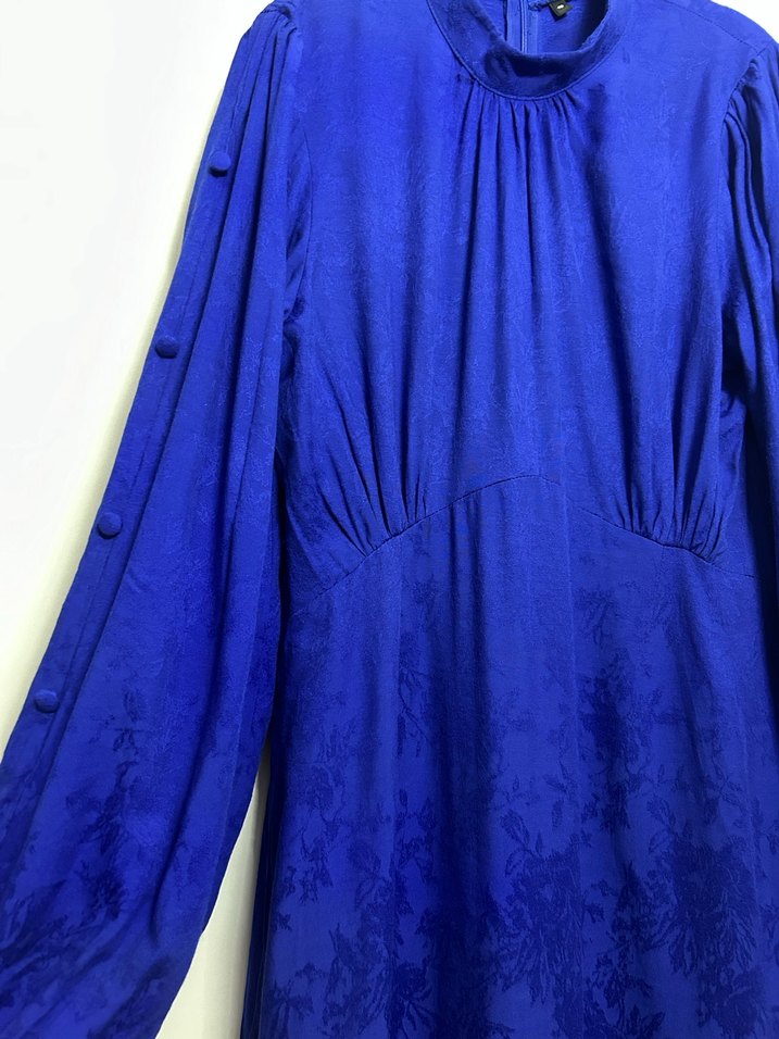 Kadın Lacivert Uzun Kollu Uzun Elbise - Görsel 3